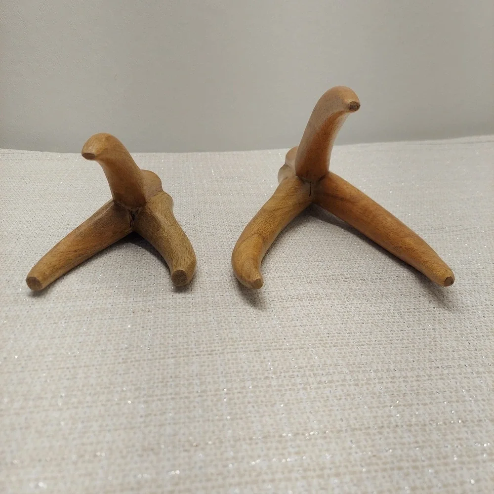 Vintage Mid Century Modern Wood‎ Antler Taper Candle Holders Set of 2